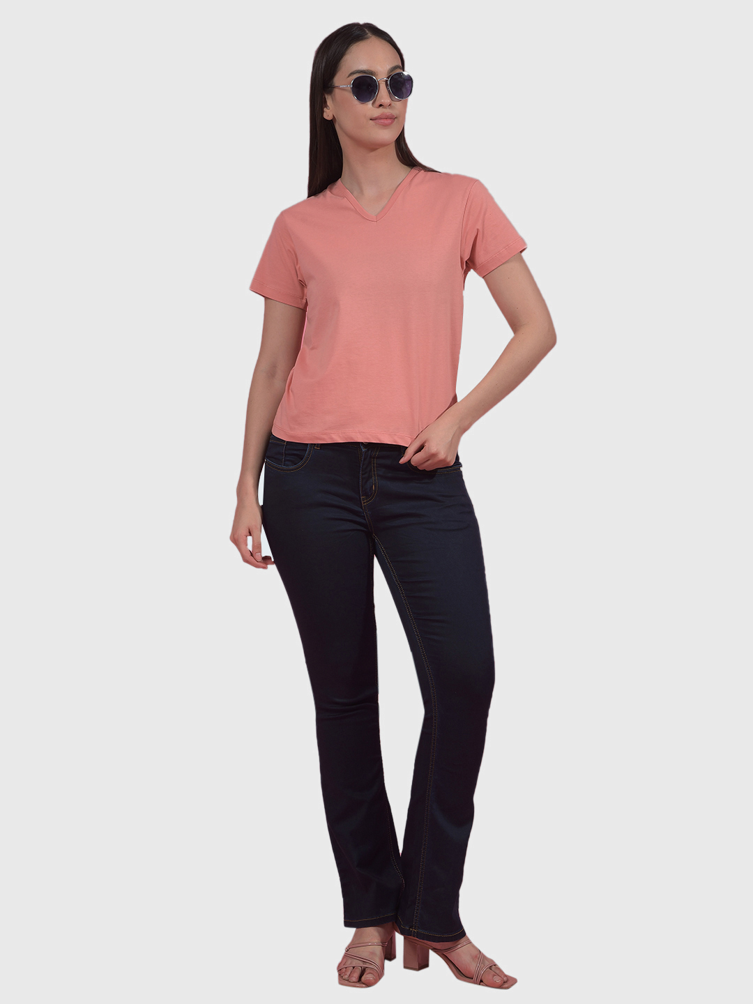 Numero Uno Women Blush Pink V-Neck T-Shirt